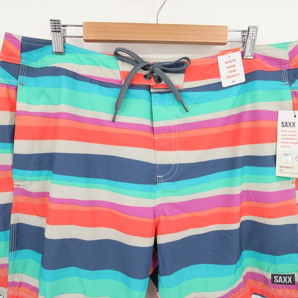 SAXX Betawave Swim Trunks Multicolor Striped Board Shorts Quick Dry Size 38 NWT - Picture 3 of 15